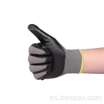 Guantes de seguridad recubiertos de la palma de nitrilo resistente al aceite de Hespax